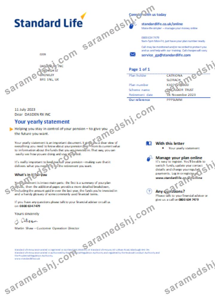 Standard Life utility business bill,  SCR